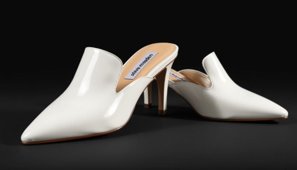 Generate an image of Steve Madden PRIYA WHITE PATENT mules