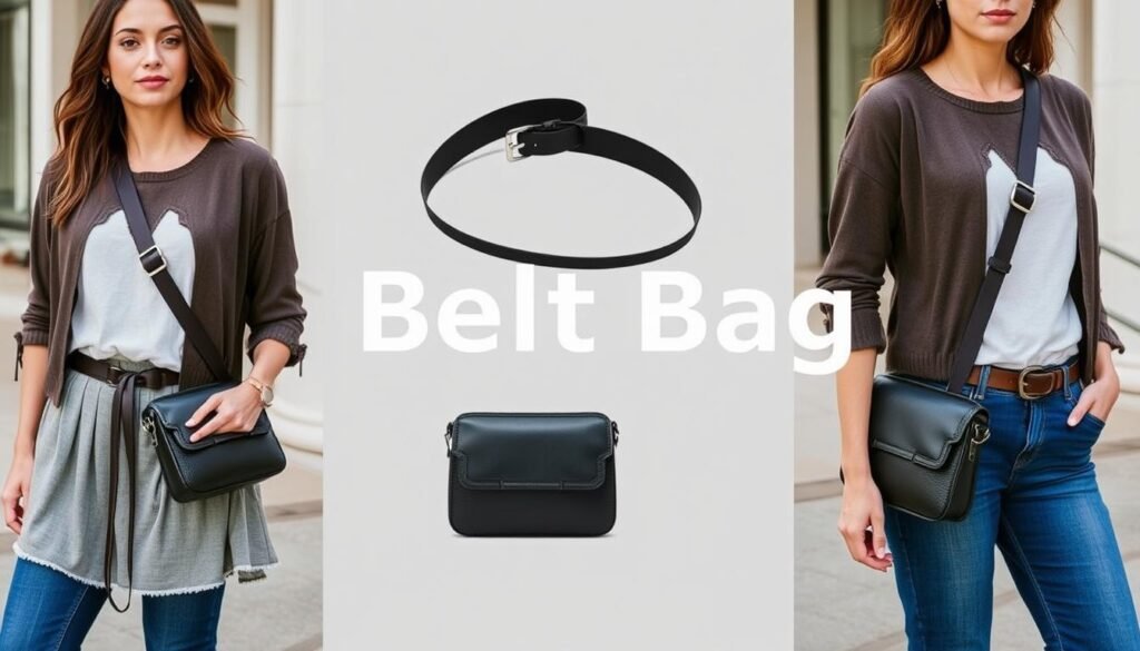 Generate an image of the Toteme Belt Bag being worn as a crossbody bag.