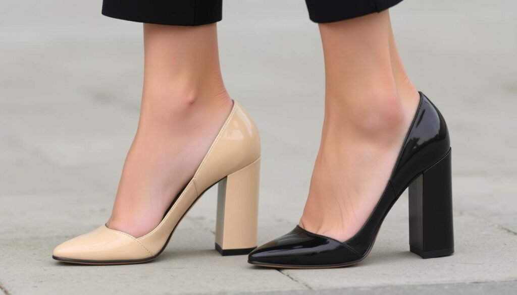 Image of Chanel two-tone black and beige block heels