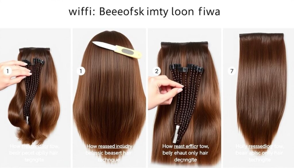 Image of a classic beaded row hair extension application