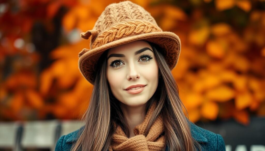 Image of a stylish person wearing a fall hat
