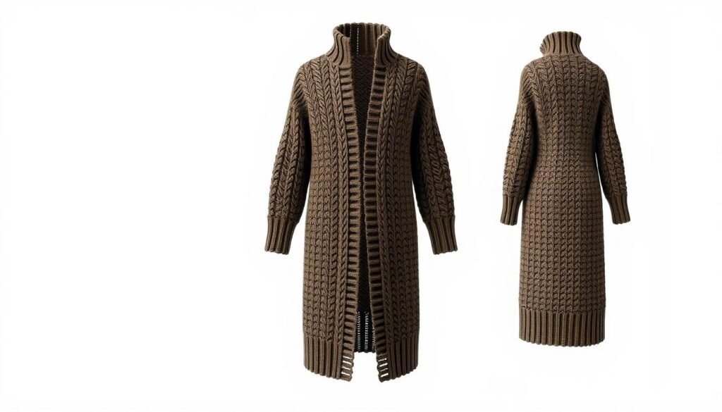 Imagine a long sweater that's not only stylish but also tells a story of craftsmanship and sustainability.
