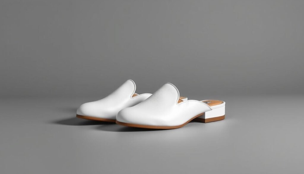 white mule shoes