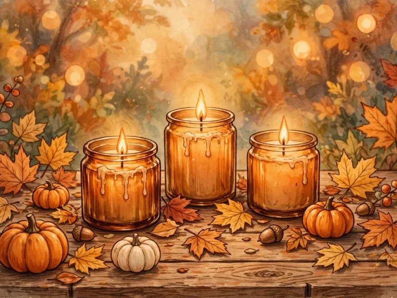 fall candles under $15 — no-tunnel burn guide hero illustration