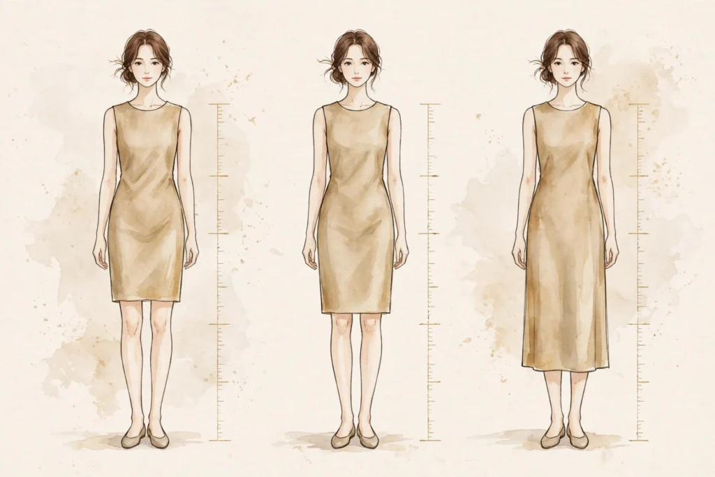 petite work dresses under $50 — petite fit guide illustration
