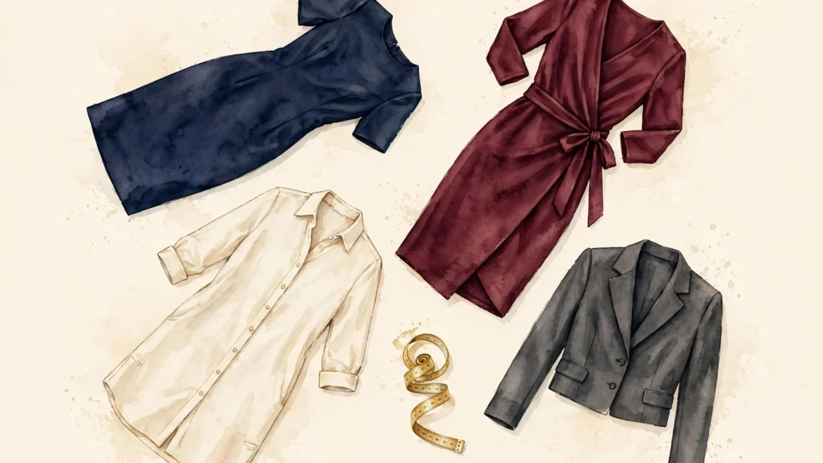 petite work dresses under $50 — off-the-rack fit guide hero illustration