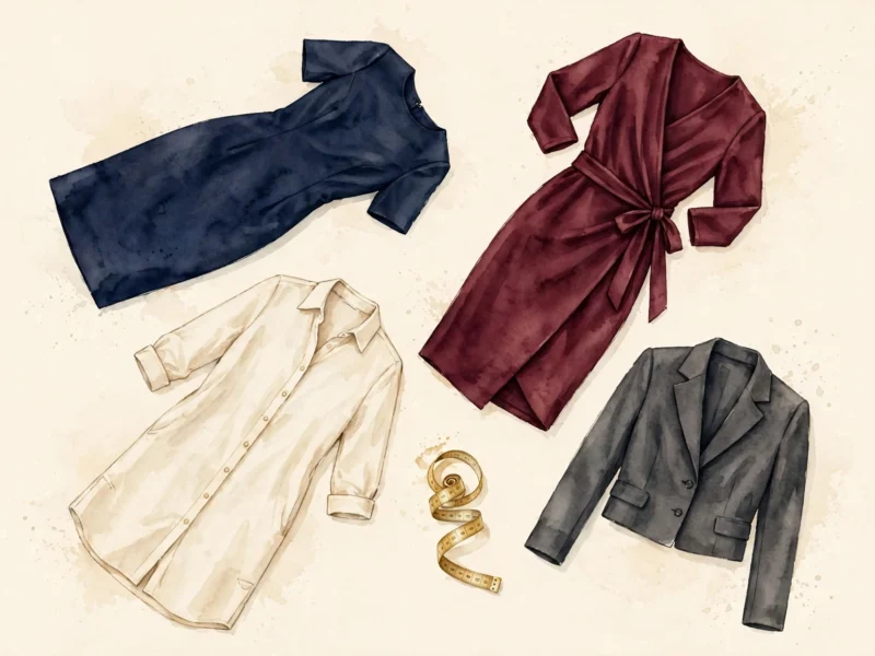 petite work dresses under $50 — off-the-rack fit guide hero illustration