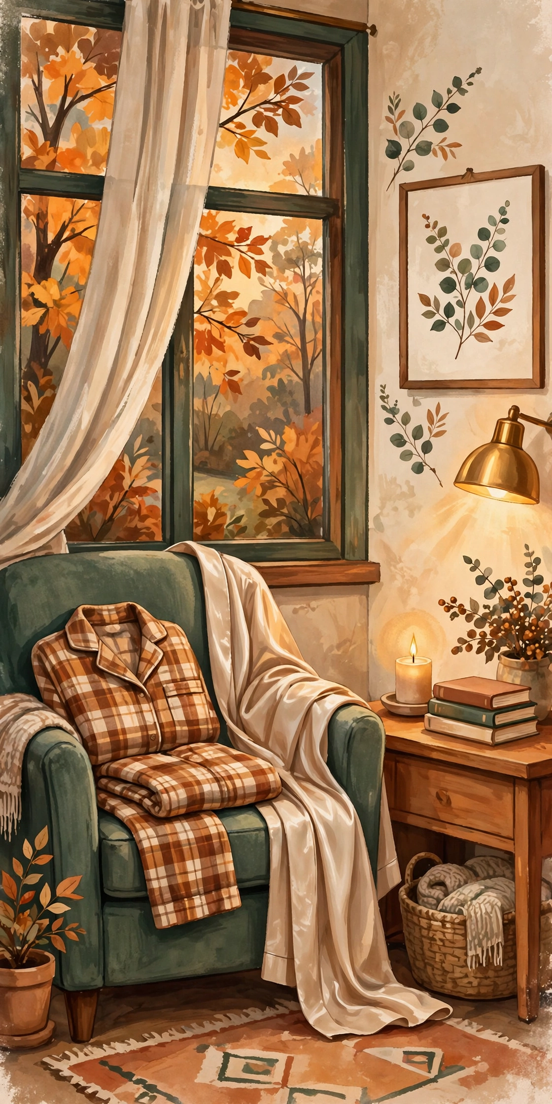 fall pajamas under $30 — illustrated pajama fabric detail